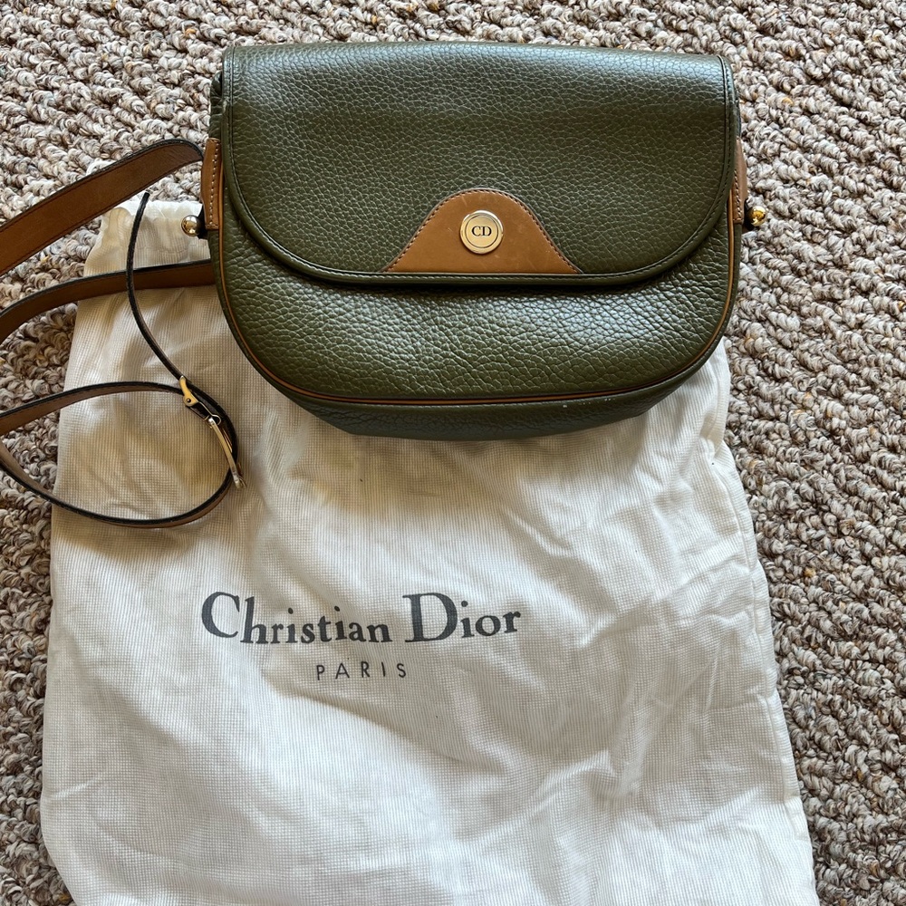 Dior Olive and Tan Leather Crossbody Bag vintage - Picture 2 of 11